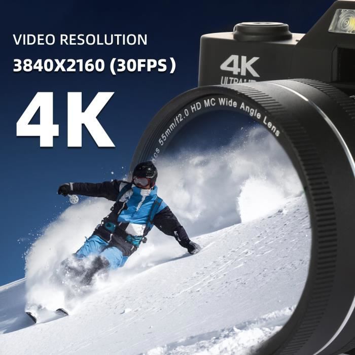 Appareil Photo Numérique Rétro 4K – Zoom Optique 16x, Écran 2.3", Carte 512 Go, Batterie Rechargeable, Connexion Téléphone, Style Vintage