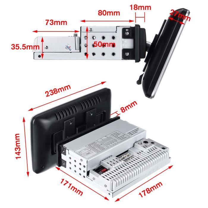  9 Pouces Android 8.0 - Rotatif 360° 8-Core2