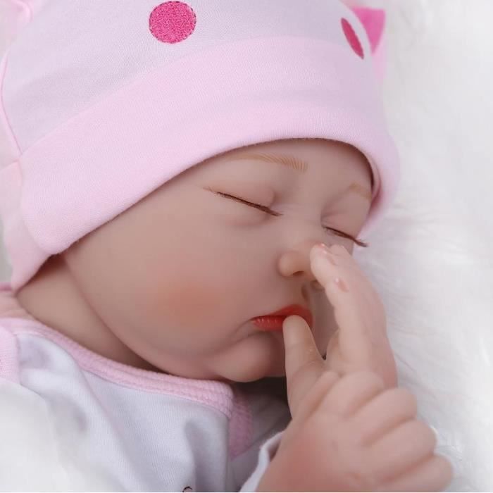 LKBOBIR – Poupée Reborn Réaliste 55 Cm, Corps Silicone Souple, Tenue Rose Ours, Avec Bonnet Et Tétine, Pour Enfant