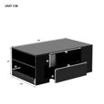 Table basse contemporaine avec bande LED - MERAX - 2 tiroirs et 2 étagères - Style scandinave - Noir brillant-3