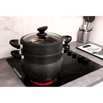 Couscoussier Pierre 6L Induction - Cuit Vapeur Avec Joint Silicone - Pour Couscous Et Cuisine Saine