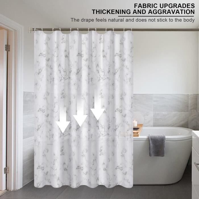 Rideau De Douche 180 X 180 Cm, Polyester Imperméable, Lavable En Machine Avec 12 Crochets Gris 97406578