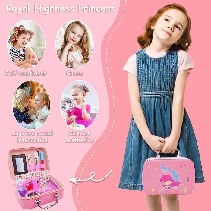 Kit Maquillage Enfant 31 Pièces Lavable Et Non Toxique - Cadeau Pour Fille 3 à 8 Ans - Avec Sac En Peluche