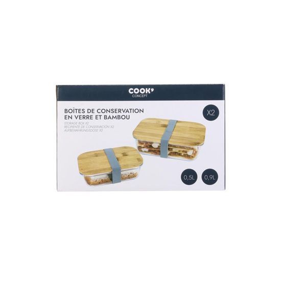 Lot de 2 boîtes de rangement pour céréales, distributeur de riz en bambou avec couvercles amovibles, conteneurs de céréales de cuisine Lot de 2 boîtes de rangement pour céréales, distributeur de riz en bambou avec couvercles amovibles, conteneurs de céréales de cuisine