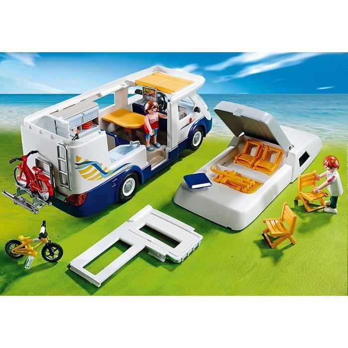 Camping car playmobil avec personnages et accessoires