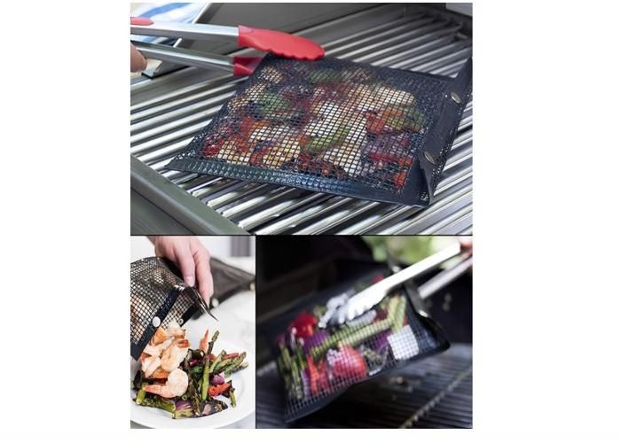 Tapis Grillage Barbecue 40x30cm - Maille Anti-Adhésive Résistante Chaleur, Facile à Nettoyer Pour Viande Légumes Fruits De Mer Four Et Grill