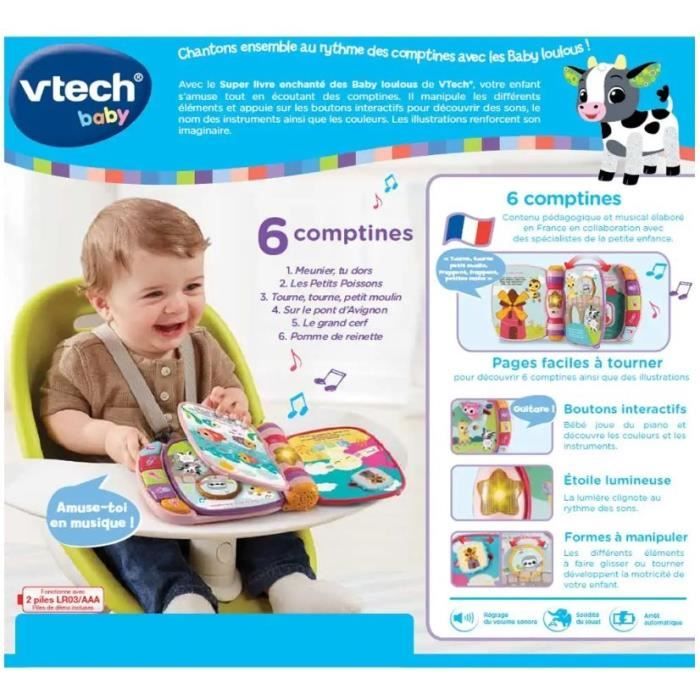 VTECH BABY - Super Livre Enchanté des Baby Loulous - Rose - Cdiscount Jeux  - Jouets