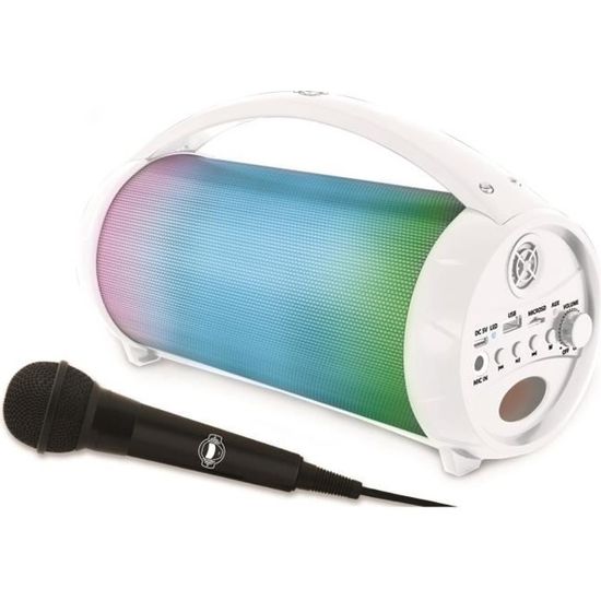 FLASHBOOM® Enceinte Bluetooth® portable entièrement lumineuse avec micro filaire détachable iParty® - LEXIBOOK