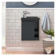 Meuble lave-mains noir vasque noire - MOB-IN - Hampton - Bois - 24cm profondeur - Design épuré-0
