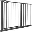 NAIZY Barrière de sécurité pour enfants, barrière d'escalier avec sans perçage et grille métallique 105 - 115 cm de large - Noir-0