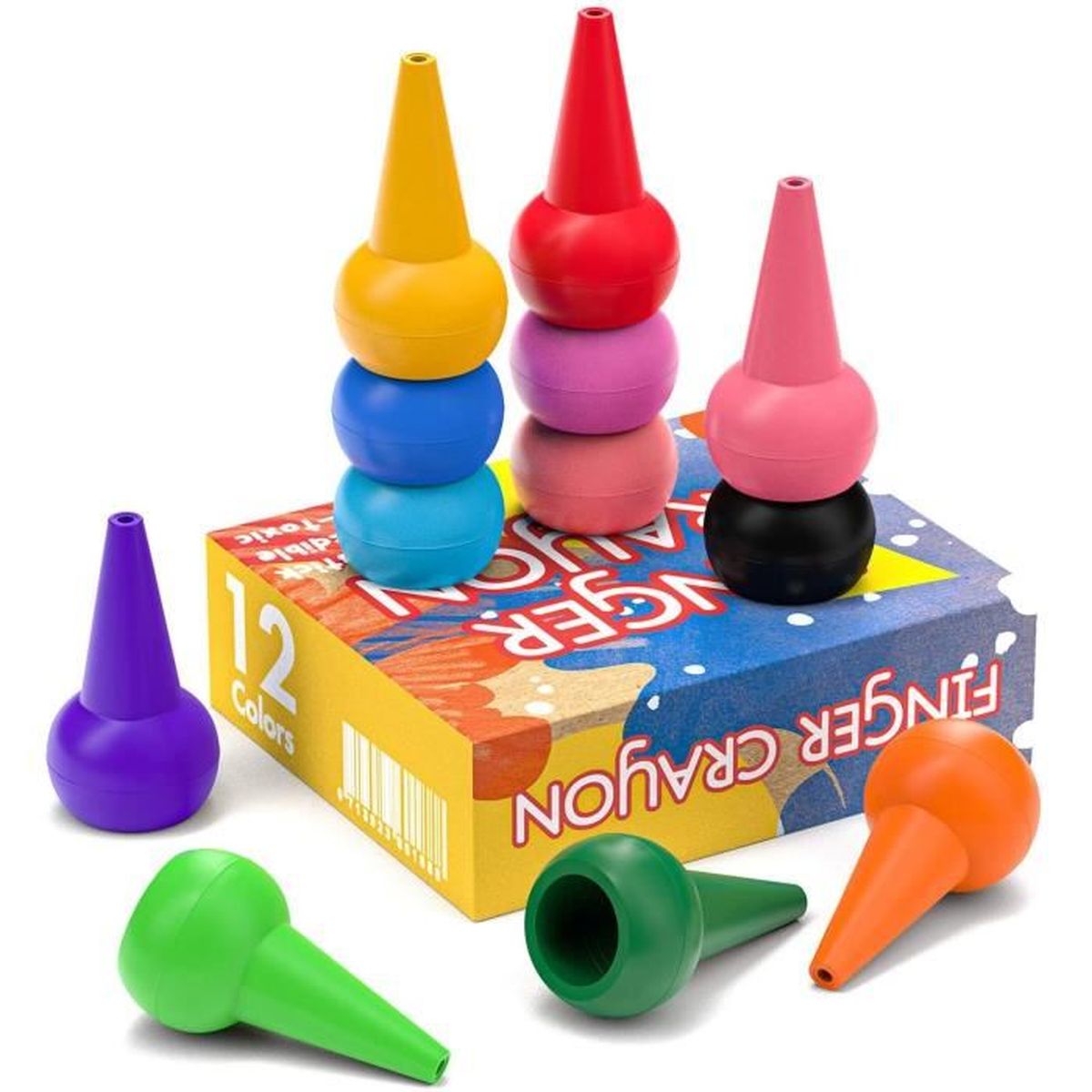 Watsabro Crayons A Doigts 12 Couleurs Crayons Non Toxiques Pour Bebe Caryons Pour Tout Petits Jouets Empilables Pour Tout Petits Beb Cdiscount Beaux Arts Et Loisirs Creatifs