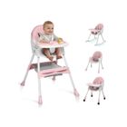 Chaise haute bébé -ALIGHTUP -Fauteuil à Bascule pour Enfants, Avec pieds antidérapants et roues pivotantes verrouillables - Rose