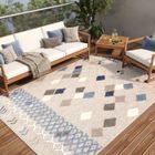 TAPISO Patio Tapis Terrasse Cuisine Chambre Intérieur Extérieur Moderne Bleu Gris Beige Ethno Résistant Sisal 140x200 cm