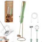 DONFANLIA Mousseur à Lait, USB Rechargeable Portable mini fouet electrique 3 Vitesses, avec Support Inoxydable et Dual Tête Spirale - Vert
