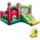 DREAMADE 6 en 1 Château Gonflable Enfants avec Gonfleur 680W Doubles Toboggans, Zone de Saut, Trampoline, Panier de Basket-ball