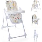 DREAMADE 3 en 1 Chaise Haute Bébé Pliable, avec HauteurRéglable, Dossier Inclinable, 4 Roues Verrouillables, 6-36 Mois, Beige