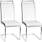 JEOBEST® Lot de 2 chaises Mia blanches liseré Noir pour Salle à Manger