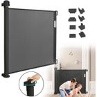 LARS360 Barrière de sécurité de porte rétractable, pour bébé et animaux domestiques 87 x 180 cm, Noir