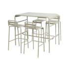SWEEEK Table haute de jardin acier + 4 assises AMELIA beige. 4 chaises hautes en acier. 120 x 70cm x 95cm