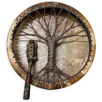 Tambour Shaman de 25,4 cm avec baguette, motif arbre de vie, cadre en bois, symbole de la musique de l'esprit de tambour de Sibérie