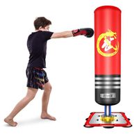 Dripex Sac de frappe enfant sur pied 120 cm sac de boxe autoportant punching bag avec 12 ventouses - Rouge