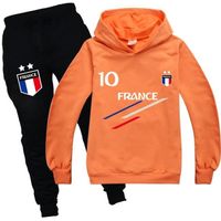 Survêtement de Football France 2 étoiles Garçon - Orange - Manches Longues - Tailles 100 à 170