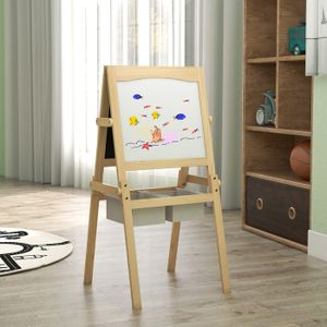 Relaxdays Tableau Pour Enfant, Chaise, Rangements Et Rouleau De Papier Hlp 90x72x30 Cm Pupitre Dessin Blanc Beige 85663060