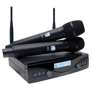 EPGVOTR – système de Microphone sans fil EP-200M UHF, avec effet ECHO,  triple basse, 200 canaux, 100 mètres, double micro portable entièrement en