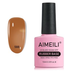 GEL UV ONGLES Gel de Base pour Ongles AIMEILI - Vernis à Ongles Gel Couleur Brun - 5 en 1 - Elastic Rubber Base Coat Nail
