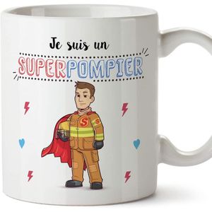 Mug pompier super pouvoir - cadeau homme pompier humour drôle idéal po