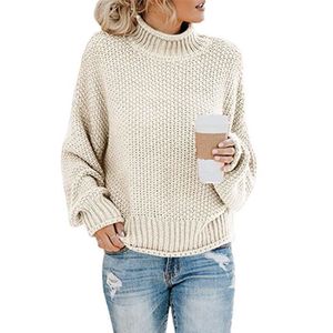 PULL COL ROULÉ POUR FEMME - STRIÉ MANCHES LANTERNES - AUTOMNE-HIVER