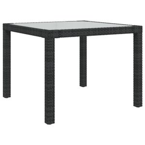 Ensemble table et chaise de jardin YIN3094825 Salon d'extérieur 3 pcs avec coussins Résine tressée Noir