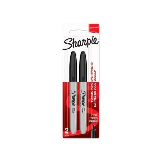 SHARPIE - 2 marqueurs permanents - Noir - Pointe Fine - sous blister