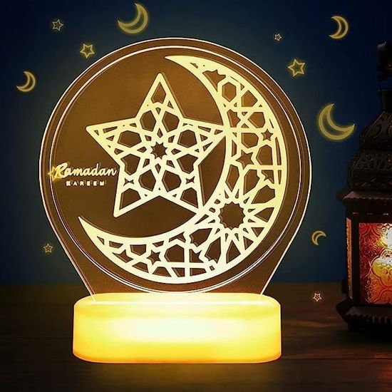 Ramadan Décoration LED Lampe Lune, Plateau Tablett à Dessert Eid Mubarak  Dessert Dekoration pour Musulman Parti Islamique Fourniture