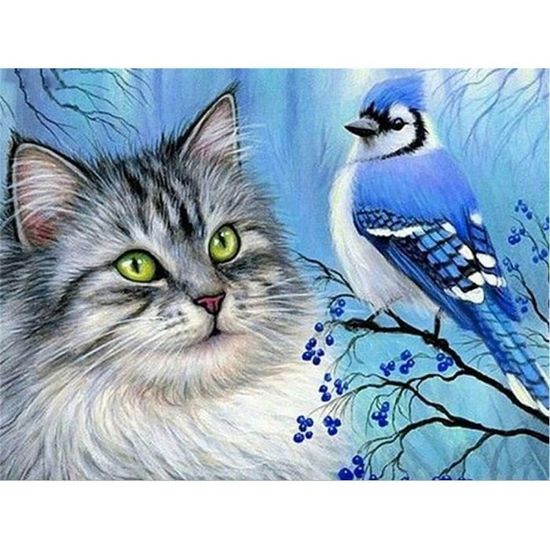 Kit Peinture Diamant 5D Oiseau Cristal Bleu - 30x30 Cm, Activité DIY Relaxante Pour Adultes Et Débutants