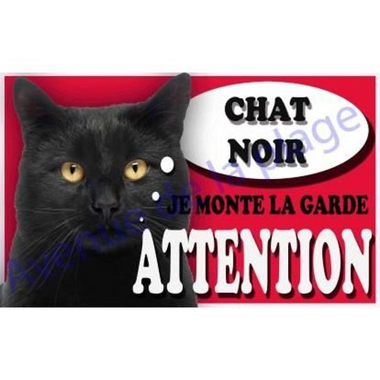 Plaque Attention Je Monte La Garde Chat Noir Multicolore Cdiscount Animalerie