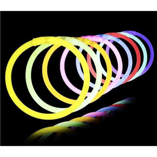 Lot de 200 Bâtons lumineux fluorescents, Glow sticks,Fluos Lumineux  Bracelets fluorescent avec connecteur 5 couleurs différentes - Cdiscount  Maison