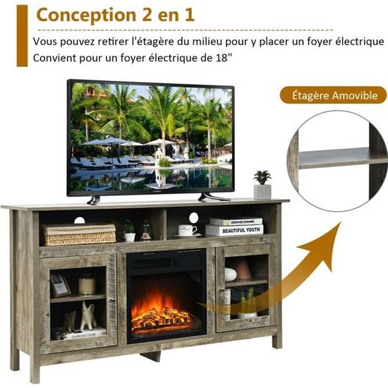 Mirjan24 Slide 200 Meuble TV avec cheminée électrique - Ouverture sans  poignée - Cheminée électrique avec chauffage - Flamme LED réaliste  (blanc/blanc brillant) : : Bricolage
