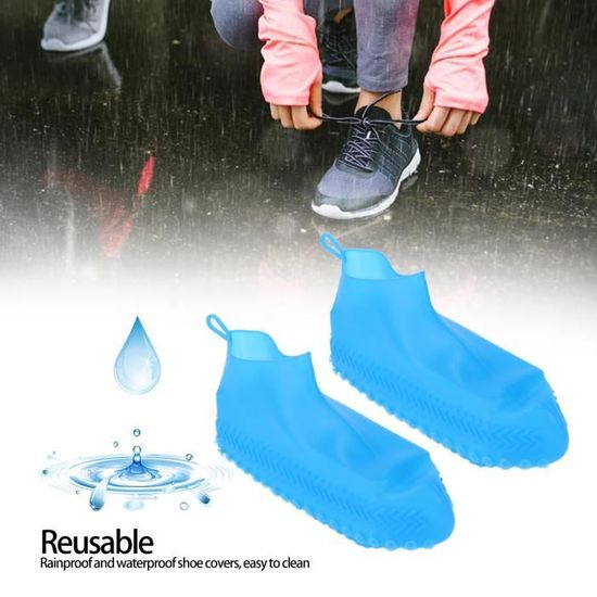 2 pcs Couvre chaussures de pluie Anti derapant Pliable Impermeable Reutilisable pour cyclisme peche randonnee Bleu S Cdiscount
