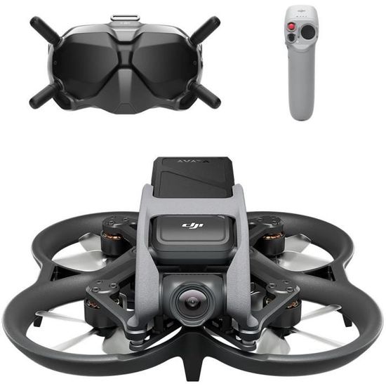 Drone DJI FPV Combo - Portée 6000 m - Autonomie 20mn - Hauteur de vol maxi 500m - Grand-angle 4K/60 ips - Gris