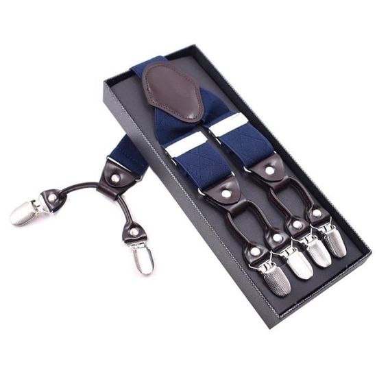Bretelles Larges Decalen Homme – élastique Extra Fort, Clips En Forme, Noir Et Gris