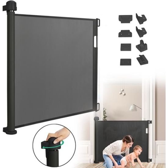 Barrière Rétractable Pour Chien Et Bébé - Grande Taille - PVC Noir - NEUF