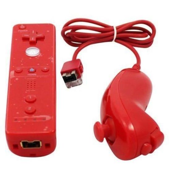 Rouge red manette Telecommande + Nunchuck Compatible Nintendo Wii