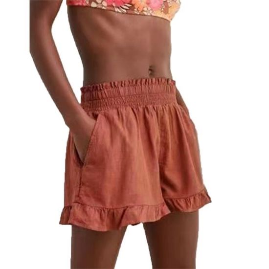 Short En Velours Côtelé Femme - Taille Haute, Coupe Large - Unie, Ourlet Roulé - Confortable Et Respirant été - 7