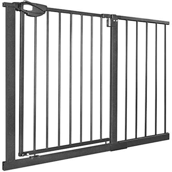 NAIZY Barrière de sécurité pour enfants, barrière d'escalier avec sans perçage et grille métallique 105 - 115 cm de large - Noir