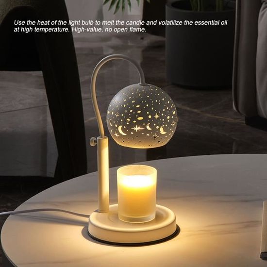 Kqpoinw Lampe Chauffe-Bougie Avec Minuterie Et Variateur - Hauteur Réglable 27.5-36 Cm, 2 Ampoules GU10 - Décoration Vintage Pour Maison