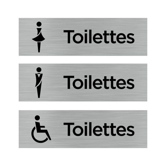 Plaque de Porte TOILETTES en Aluminium brossé - Plaque murale pour porte
