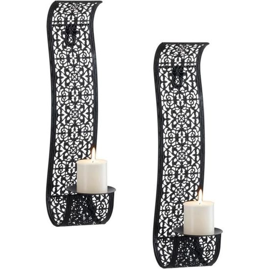 Sziqiqi Couronne De L'Avent Allongée Moderne En Métal: Noir