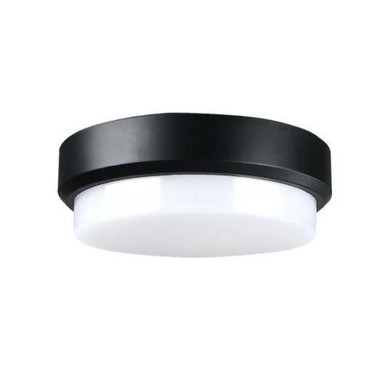 IY21363-Plafonnier d'extérieur LED Applique étanche à la poussière 100-265V 12W plafonnier 6500K Corridor (Noir et blanc,  PLAFONN