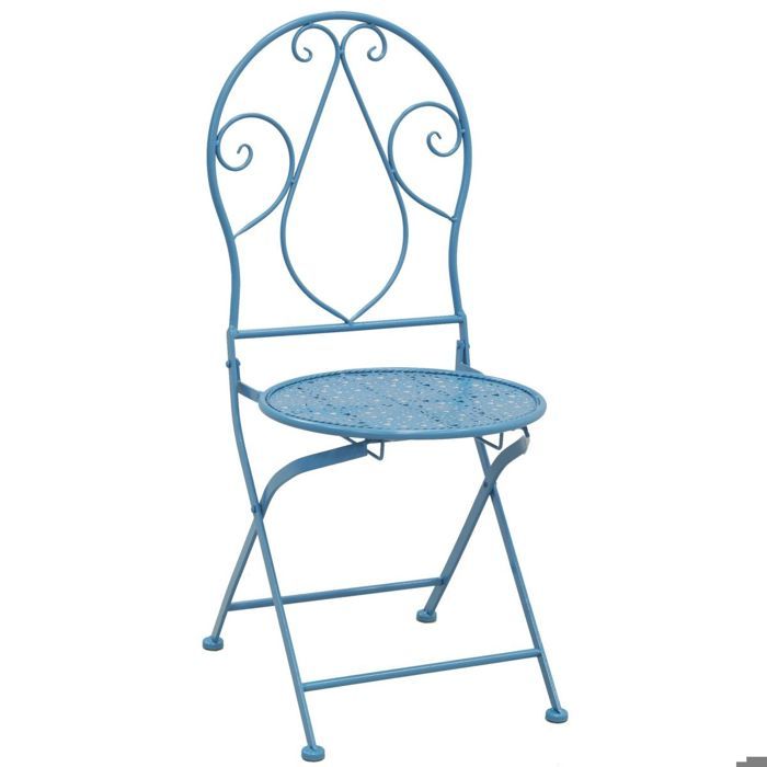 Chaise pliante en métal bleu Chaise pliante en métal bleu
